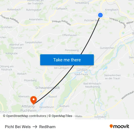 Pichl Bei Wels to Redlham map