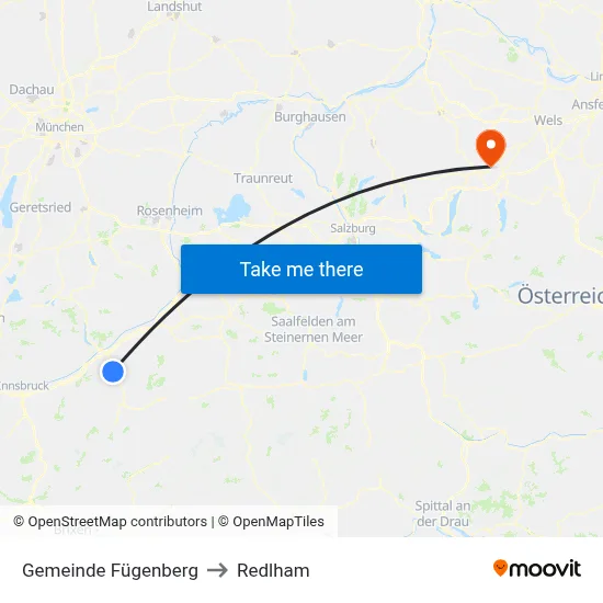 Gemeinde Fügenberg to Redlham map