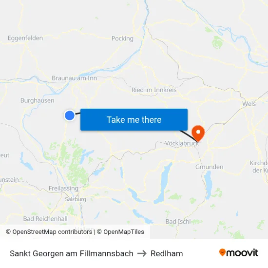 Sankt Georgen am Fillmannsbach to Redlham map