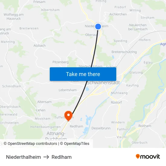 Niederthalheim to Redlham map