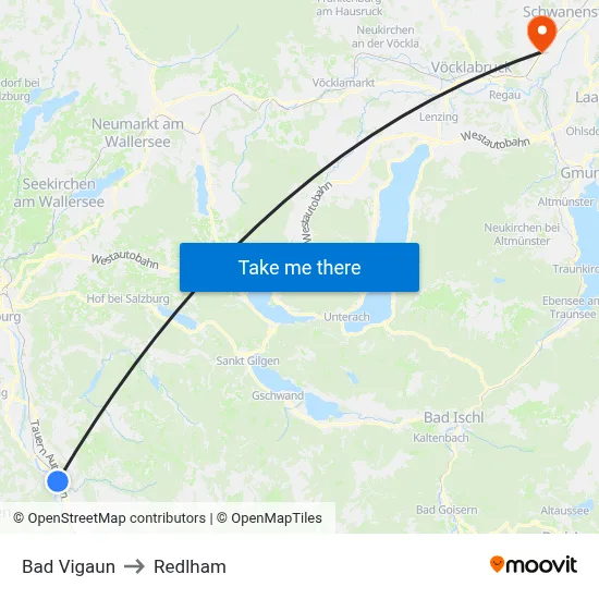 Bad Vigaun to Redlham map