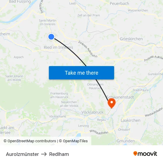 Aurolzmünster to Redlham map