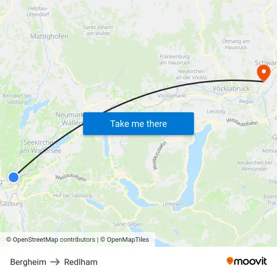 Bergheim to Redlham map