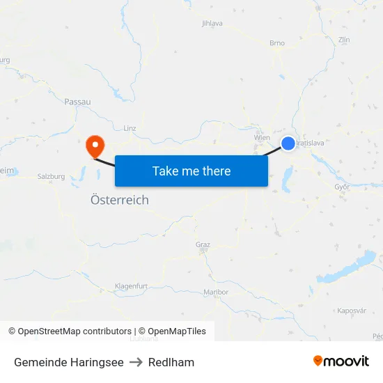 Gemeinde Haringsee to Redlham map