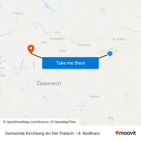 Gemeinde Kirchberg An Der Pielach to Redlham map