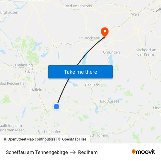 Scheffau am Tennengebirge to Redlham map