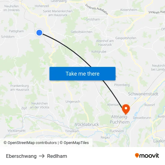 Eberschwang to Redlham map