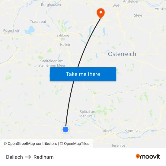 Dellach to Redlham map