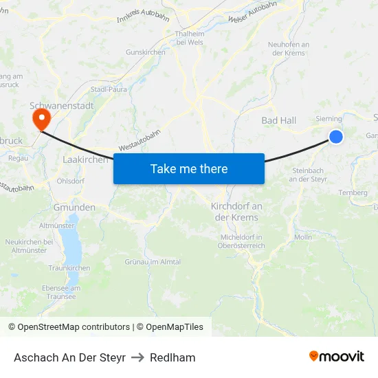 Aschach An Der Steyr to Redlham map