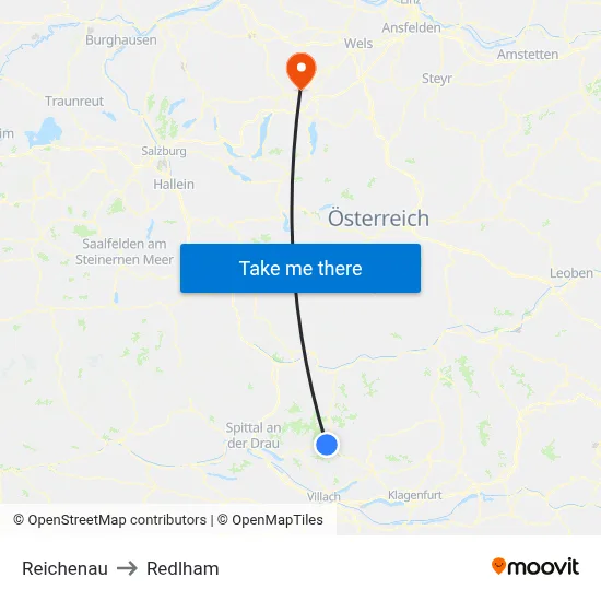 Reichenau to Redlham map