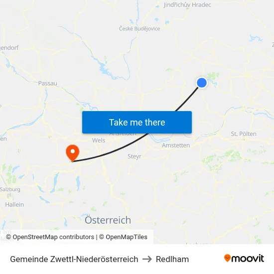 Gemeinde Zwettl-Niederösterreich to Redlham map