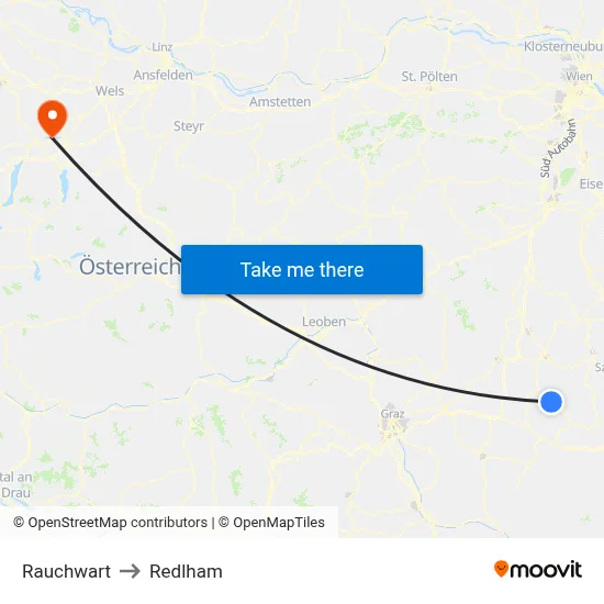 Rauchwart to Redlham map