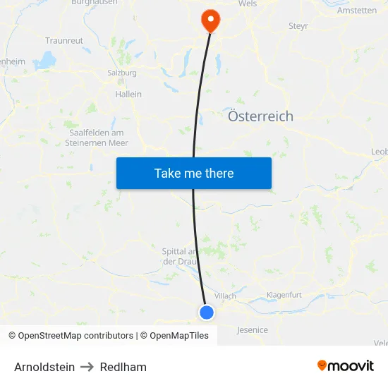 Arnoldstein to Redlham map