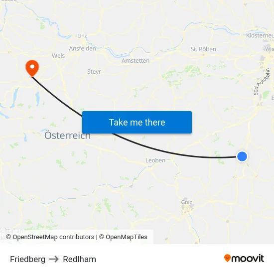 Friedberg to Redlham map
