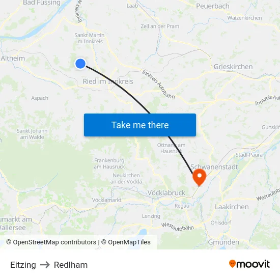 Eitzing to Redlham map