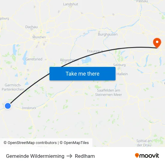 Gemeinde Wildermieming to Redlham map
