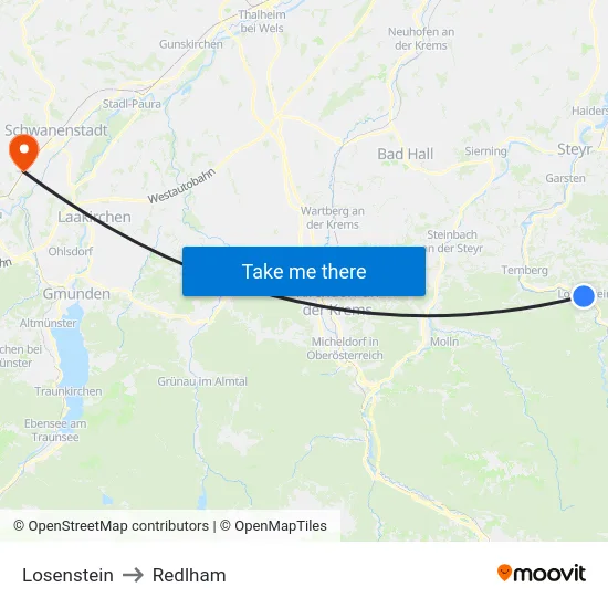 Losenstein to Redlham map