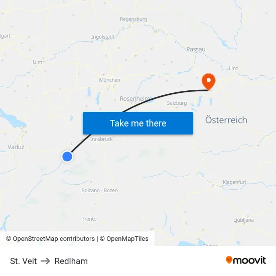 St. Veit to Redlham map