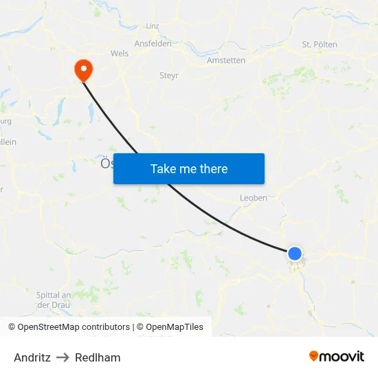 Andritz to Redlham map