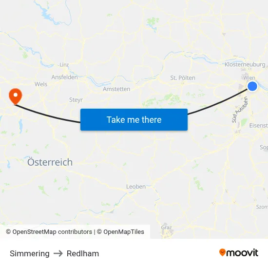 Simmering to Redlham map