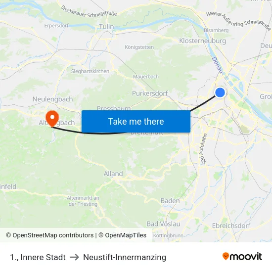 1., Innere Stadt to Neustift-Innermanzing map