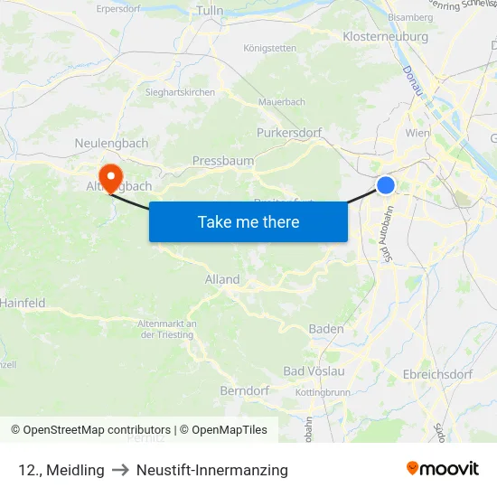 12., Meidling to Neustift-Innermanzing map