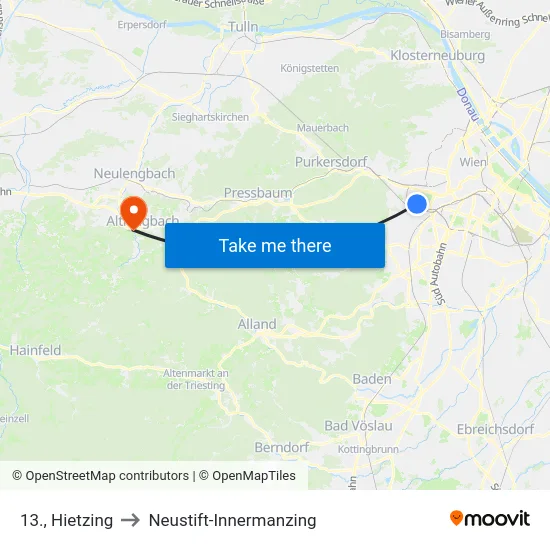 13., Hietzing to Neustift-Innermanzing map