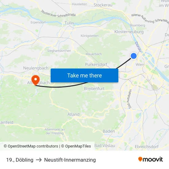 19., Döbling to Neustift-Innermanzing map