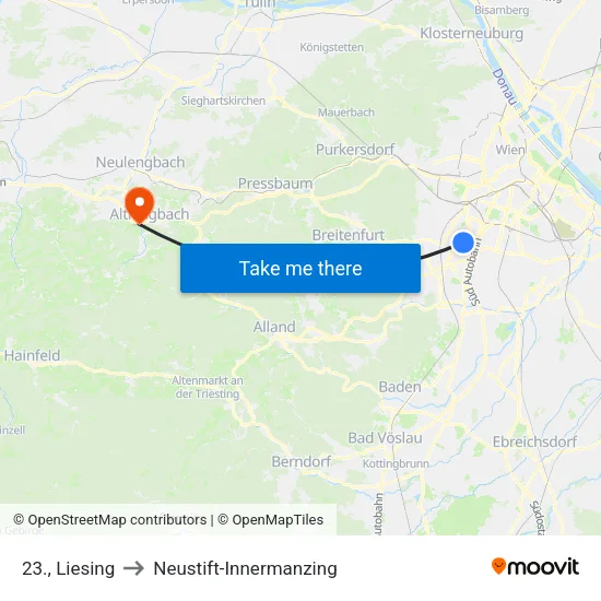 23., Liesing to Neustift-Innermanzing map