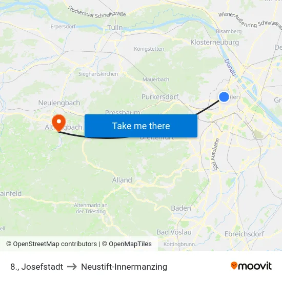 8., Josefstadt to Neustift-Innermanzing map