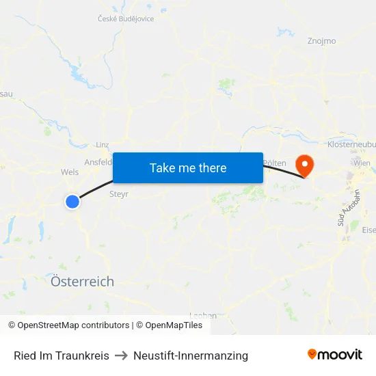 Ried Im Traunkreis to Neustift-Innermanzing map