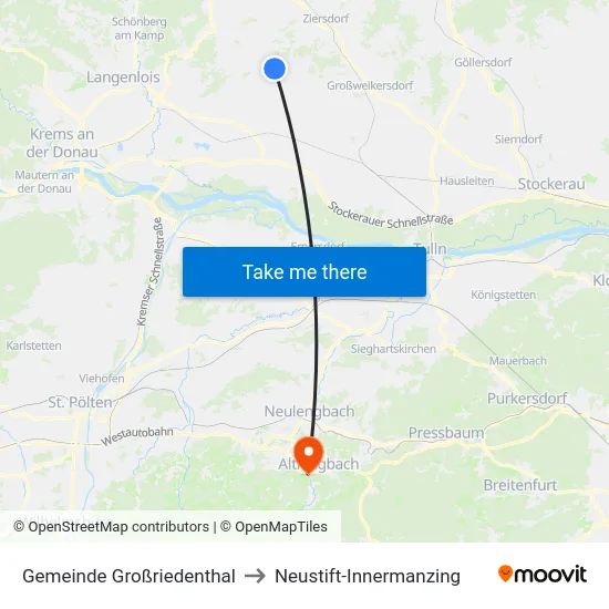 Gemeinde Großriedenthal to Neustift-Innermanzing map