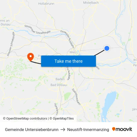 Gemeinde Untersiebenbrunn to Neustift-Innermanzing map
