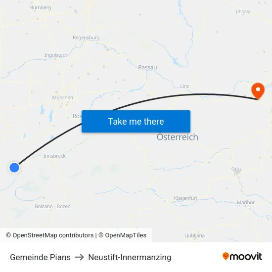 Gemeinde Pians to Neustift-Innermanzing map