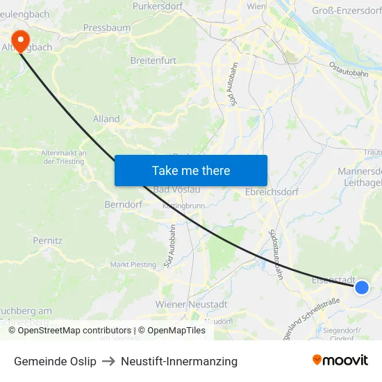 Gemeinde Oslip to Neustift-Innermanzing map