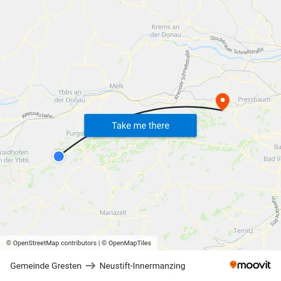 Gemeinde Gresten to Neustift-Innermanzing map