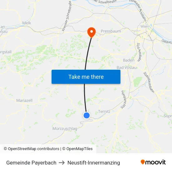 Gemeinde Payerbach to Neustift-Innermanzing map