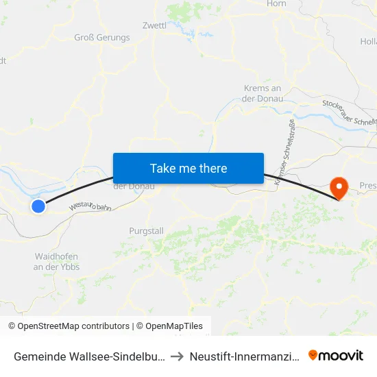 Gemeinde Wallsee-Sindelburg to Neustift-Innermanzing map