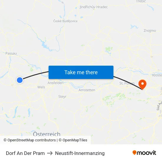 Dorf An Der Pram to Neustift-Innermanzing map