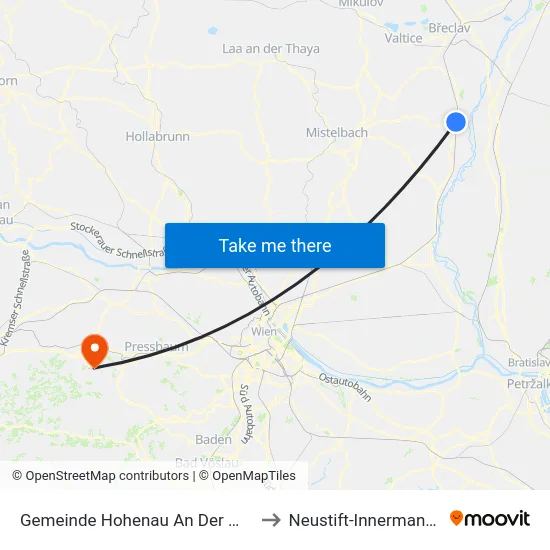 Gemeinde Hohenau An Der March to Neustift-Innermanzing map