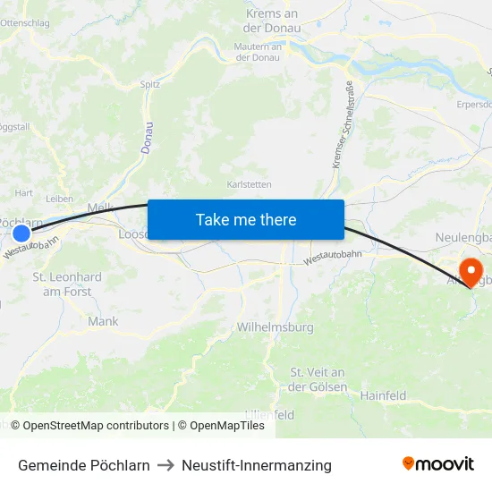 Gemeinde Pöchlarn to Neustift-Innermanzing map