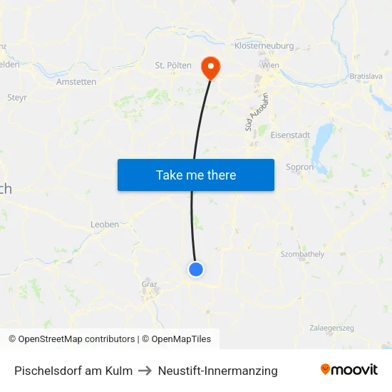 Pischelsdorf am Kulm to Neustift-Innermanzing map