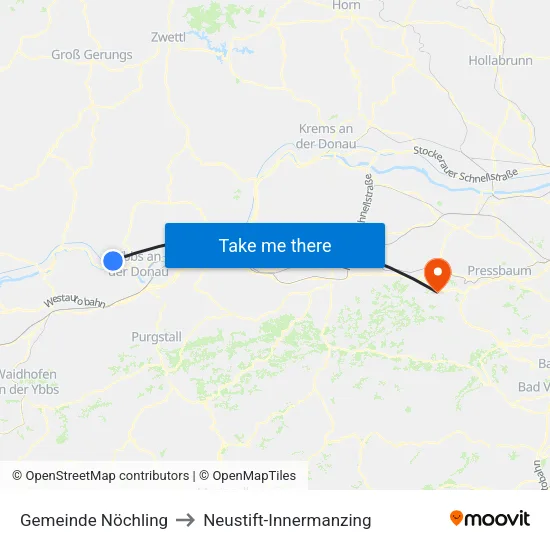 Gemeinde Nöchling to Neustift-Innermanzing map