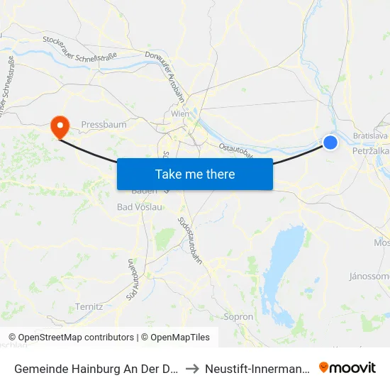 Gemeinde Hainburg An Der Donau to Neustift-Innermanzing map