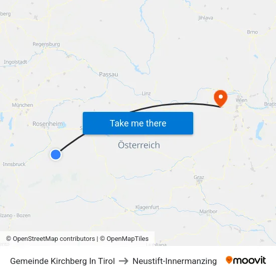 Gemeinde Kirchberg In Tirol to Neustift-Innermanzing map