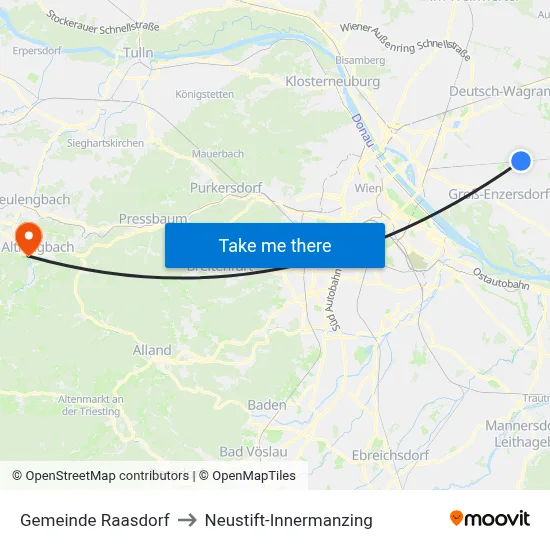 Gemeinde Raasdorf to Neustift-Innermanzing map