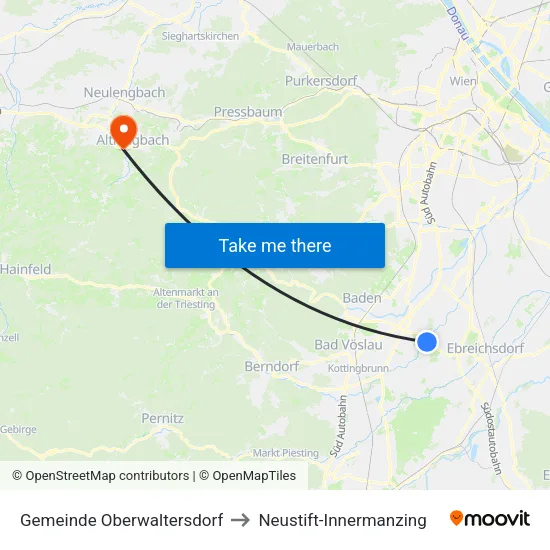 Gemeinde Oberwaltersdorf to Neustift-Innermanzing map