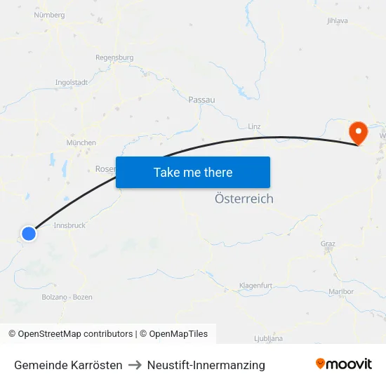 Gemeinde Karrösten to Neustift-Innermanzing map