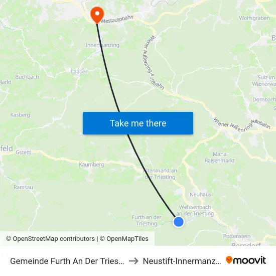 Gemeinde Furth An Der Triesting to Neustift-Innermanzing map