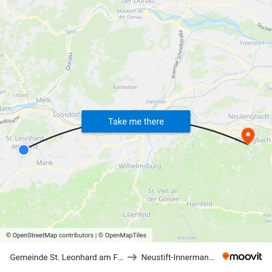 Gemeinde St. Leonhard am Forst to Neustift-Innermanzing map